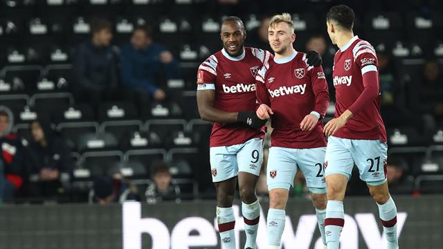 West Ham beat Derby to earn Manchester United tie in FA Cup fifth round