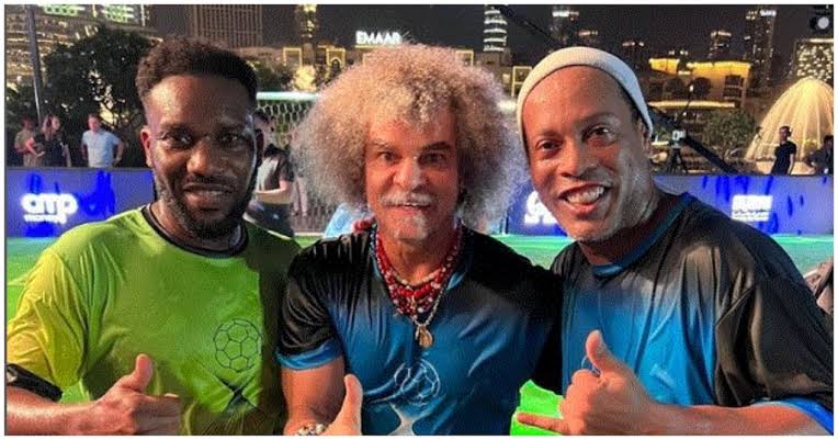 WATCH: Okocha’s magical goal thrills Ronaldinho, Vinicius Jr at star-studded ‘The Beautiful Game’ charity event