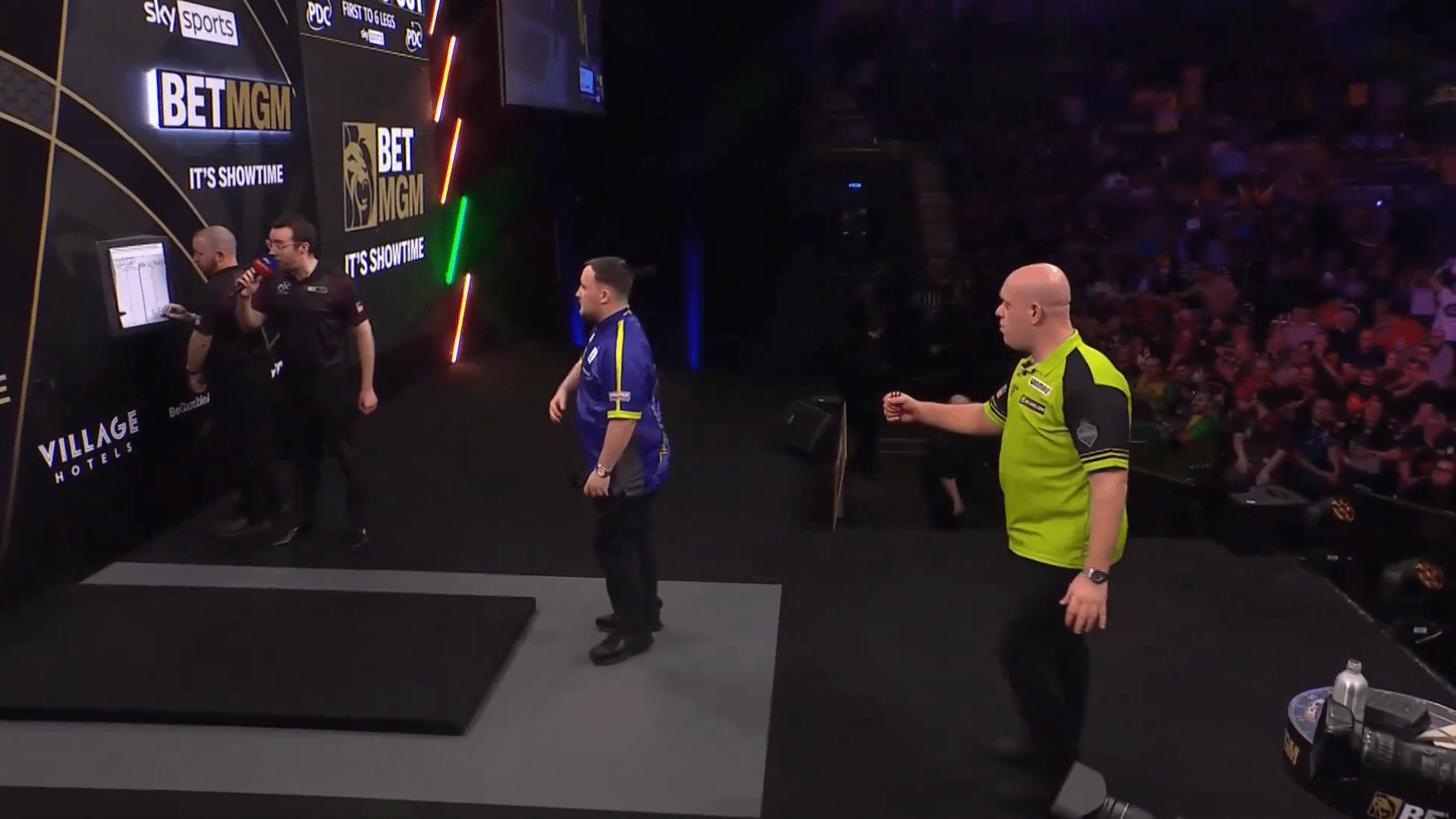 Luke Littler hilariously ‘leaves Michael van Gerwen hanging’ in awkward
