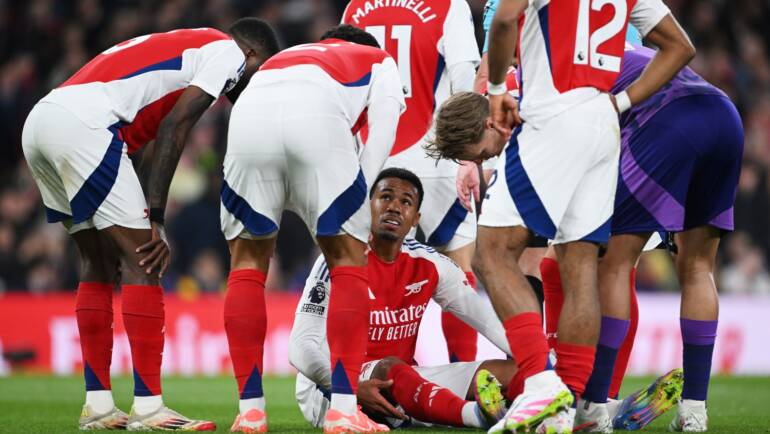 Arsenal dealt major blow as Gabriel hobbles off with potentially season-ending injury