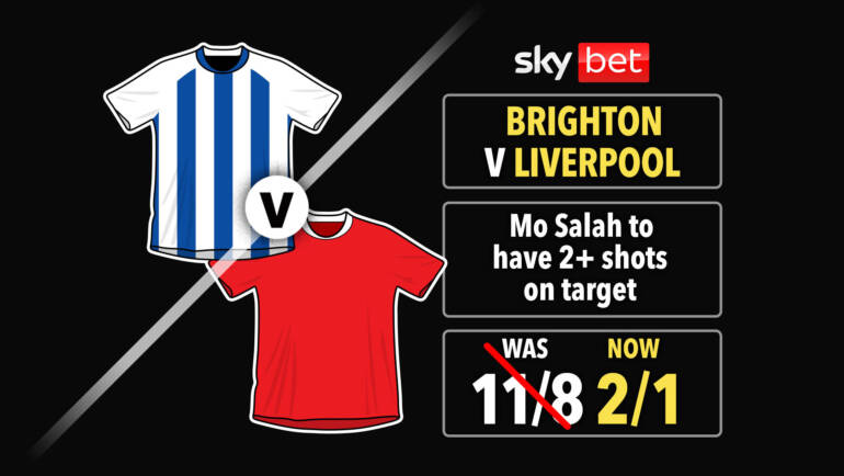 Brighton v Liverpool odds boost: Get 2/1 on Salah to have 2+ shots on target with Sky Bet